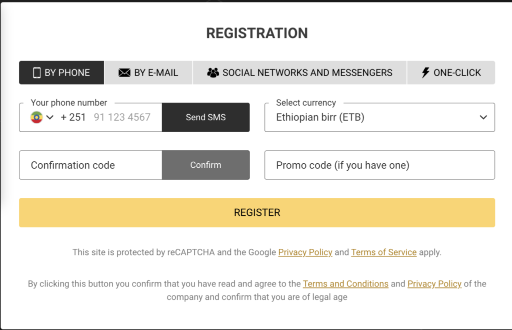 Screenshot of Melbet's registration page, displaying a user-friendly sign-up form with fields for personal and account information, set within a clear and straightforward layout for easy user navigation